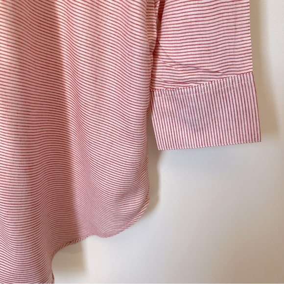 onia Red and White Striped Button Up Shirt Dress Pockets Coastal Beachy Summer - Picture 11 of 13
